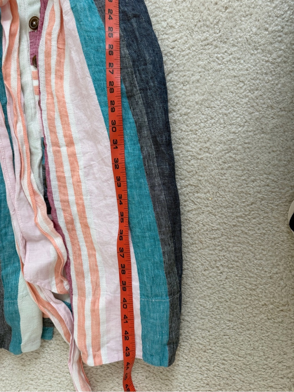 J. Crew Linen Summer Dress Midi Button-up Multicolor Mixed Stripe Ruffle NWT - Picture 11 of 12